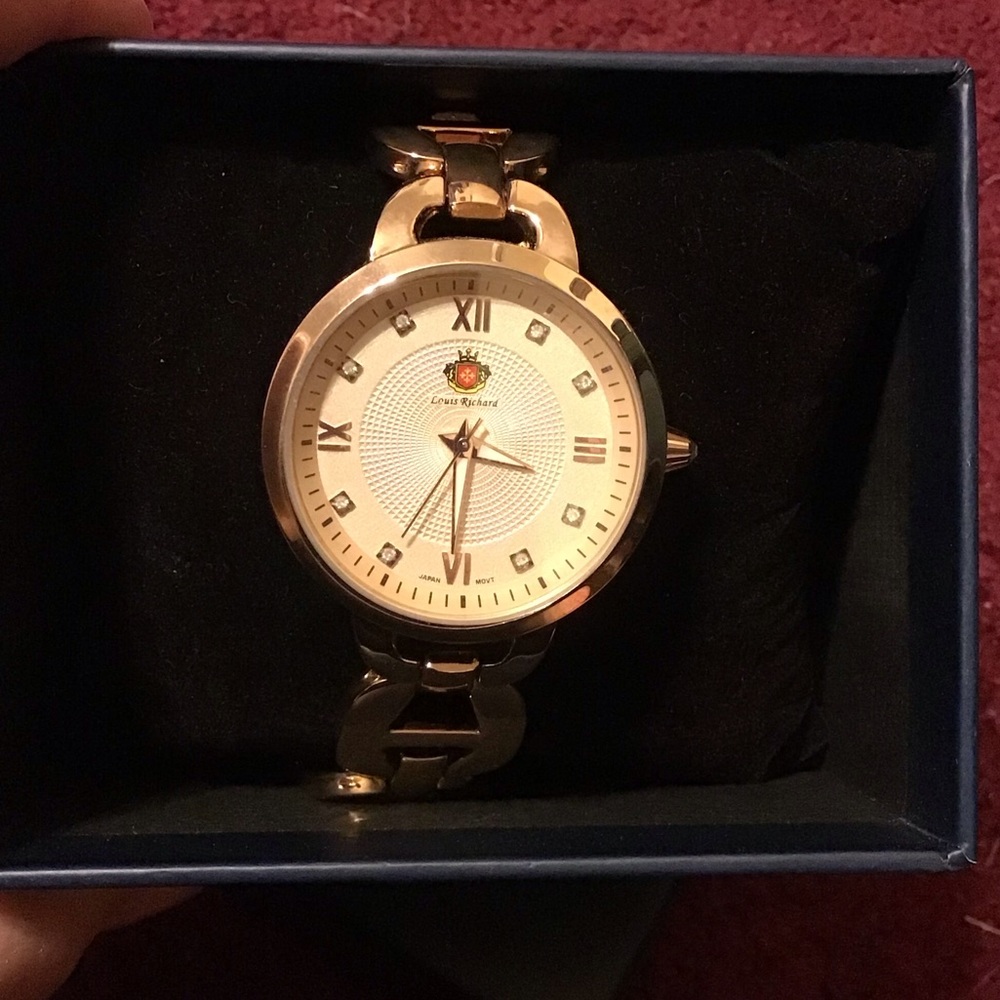 LOUIS RICHARD FELINA ROSE GOLD TONE LADIES WATCH NIB PAPERWORK INCL